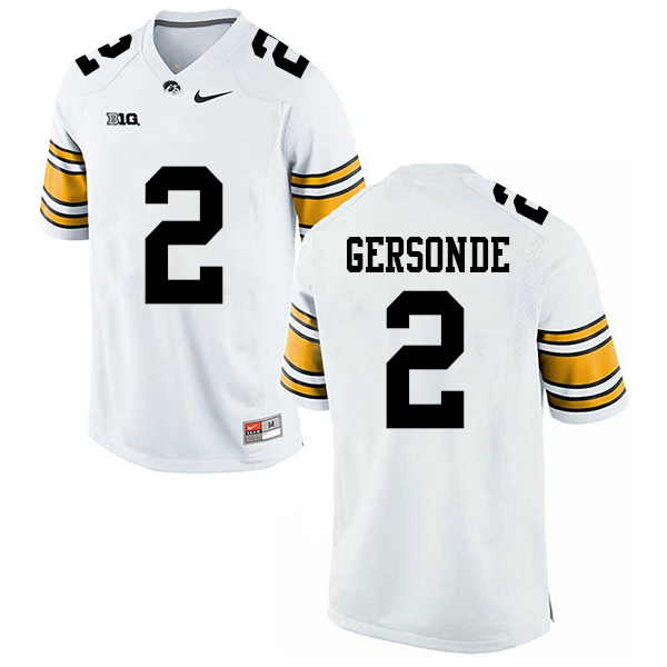 Ryan Gersonde Iowa Hawkeyes Men's Jersey - #2 NCAA White Stitched Nike Authentic