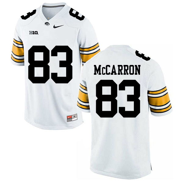 Riley McCarron Iowa Hawkeyes Men's Jersey - #83 NCAA White Stitched Nike Authentic