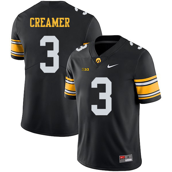 Trey Creamer Iowa Hawkeyes Men's Jersey - #3 NCAA Black Stitched Nike Authentic