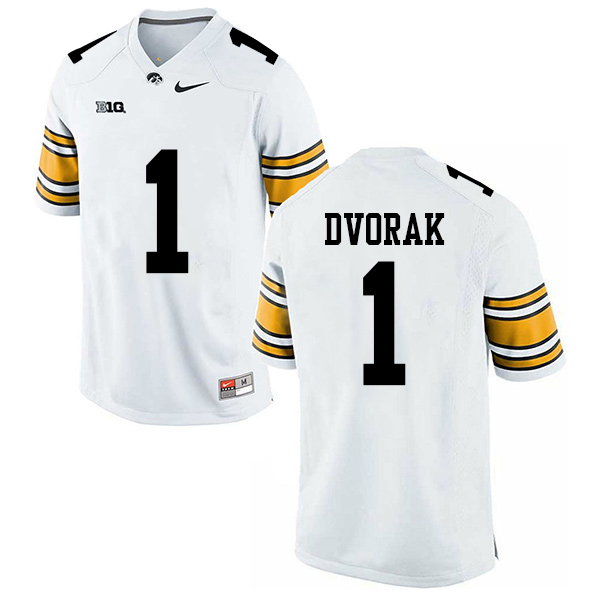 Wes Dvorak Iowa Hawkeyes Men's Jersey - #1 NCAA White Stitched Nike Authentic