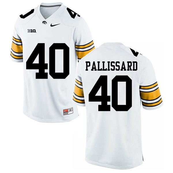 Turner Pallissard Iowa Hawkeyes Men's Jersey - #40 NCAA White Stitched Nike Authentic