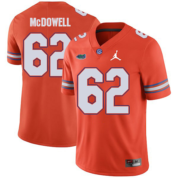 Griffin McDowell Florida Gators Men's Jersey - #62 NCAA Orange Stitched Jordan Authentic