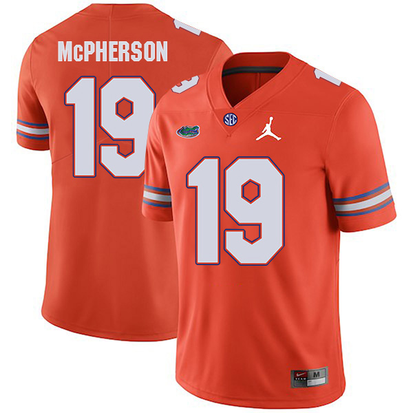Evan McPherson Florida Gators Men's Jersey - #19 NCAA Orange Stitched Jordan Authentic
