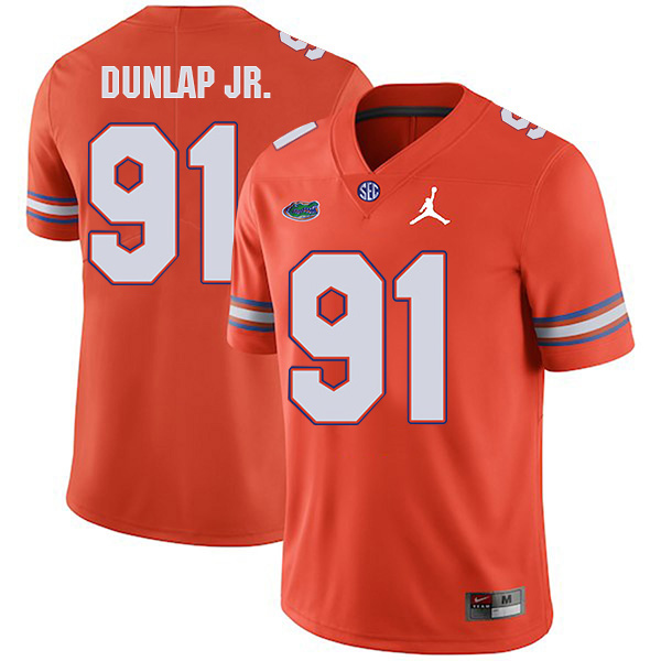 Marlon Dunlap Jr. Florida Gators Men's Jersey - #91 NCAA Orange Stitched Jordan Authentic