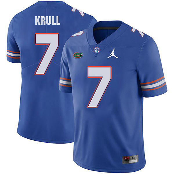 Lucas Krull Florida Gators Men's Jersey - #7 NCAA Blue Stitched Jordan Authentic