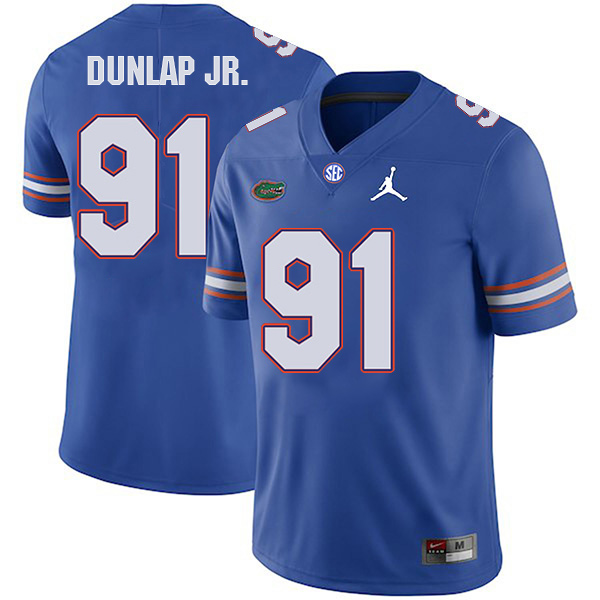 Marlon Dunlap Jr. Florida Gators Men's Jersey - #91 NCAA Blue Stitched Jordan Authentic
