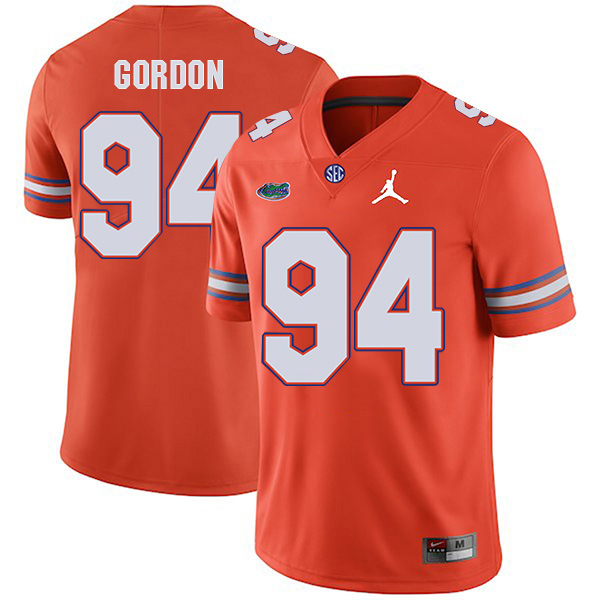 Moses Gordon Florida Gators Men's Jersey - #94 NCAA Orange Stitched Jordan Authentic
