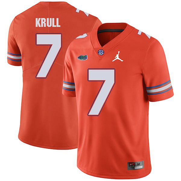 Lucas Krull Florida Gators Men's Jersey - #7 NCAA Orange Stitched Jordan Authentic