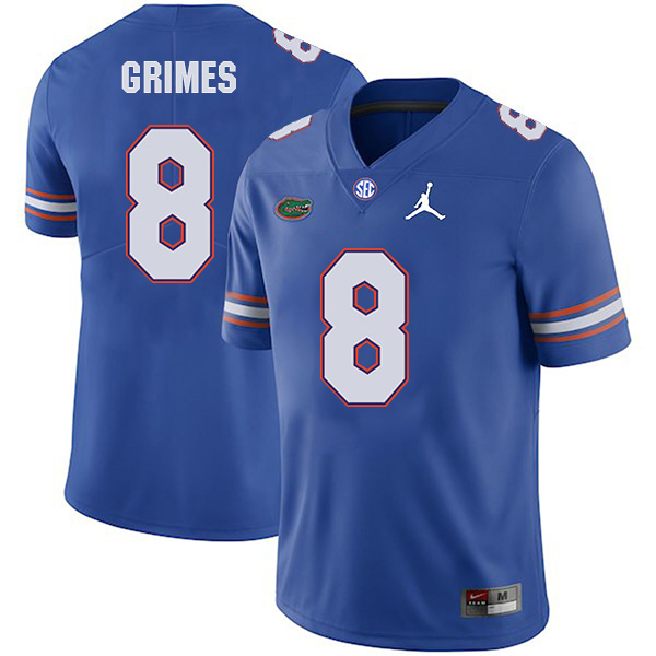 Trevon Grimes Florida Gators Men's Jersey - #8 NCAA Blue Stitched Jordan Authentic