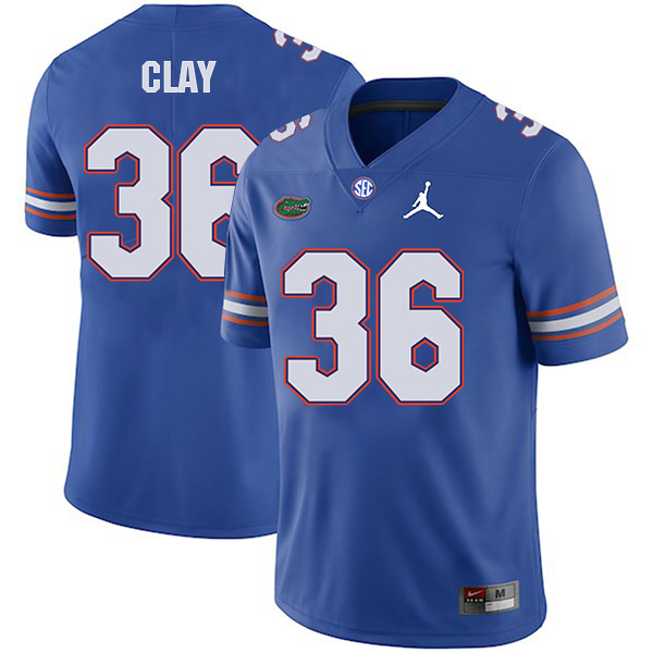 Robert Clay Florida Gators Men's Jersey - #36 NCAA Blue Stitched Jordan Authentic