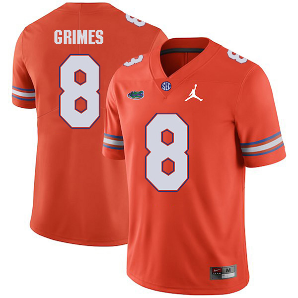 Trevon Grimes Florida Gators Men's Jersey - #8 NCAA Orange Stitched Jordan Authentic