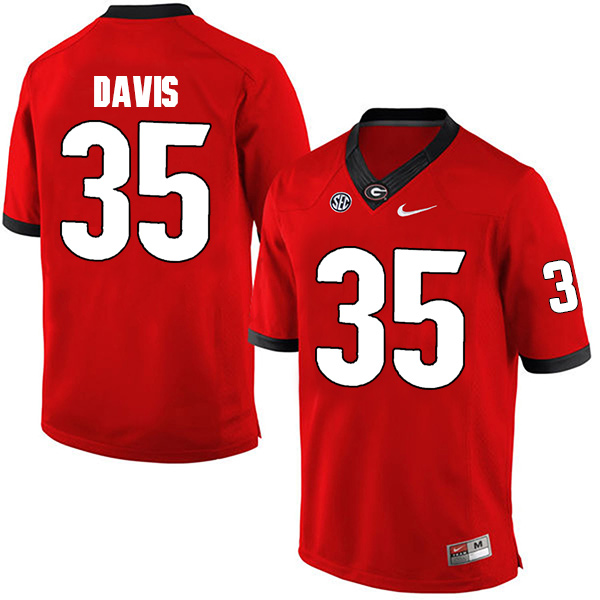 Aaron Davis Georgia Bulldogs Men's Jersey - #35 NCAA Red Limited Home