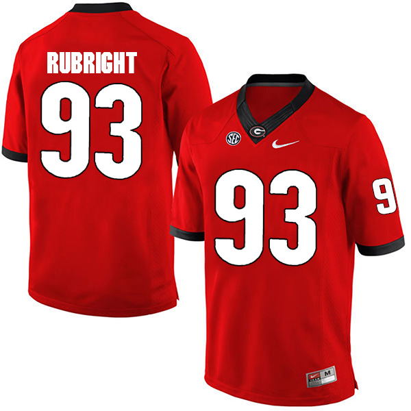 Bill Rubright Georgia Bulldogs Men's Jersey - #93 NCAA Red Limited Home