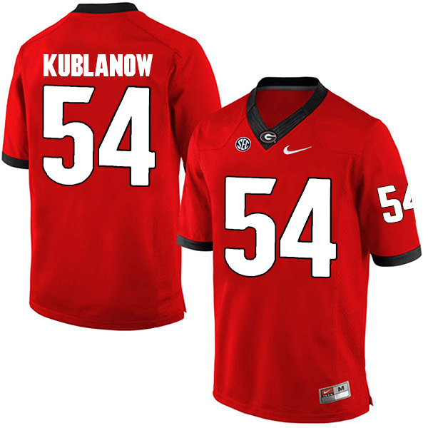 Brandon Kublanow Georgia Bulldogs Men's Jersey - #54 NCAA Red Limited Home