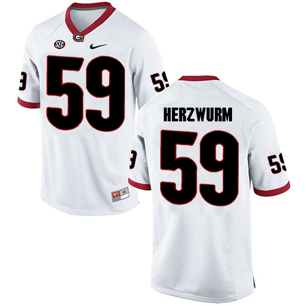 Matthew Herzwurm Georgia Bulldogs Men's Jersey - #59 NCAA White Limited Away