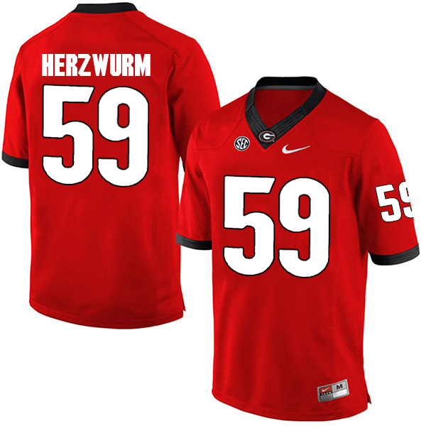 Matthew Herzwurm Georgia Bulldogs Men's Jersey - #59 NCAA Red Limited Home