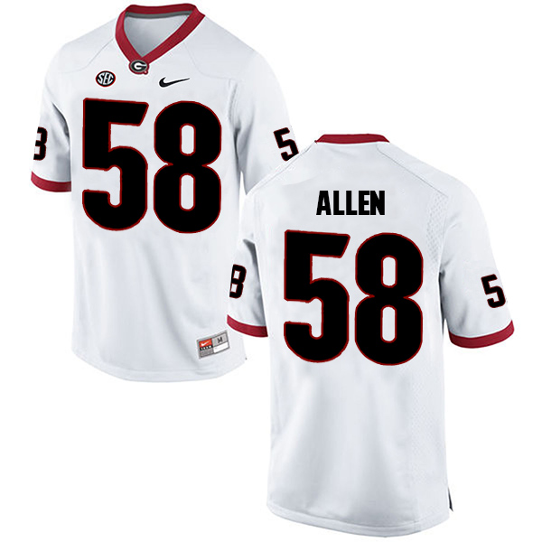Pat Allen Georgia Bulldogs Men's Jersey - #58 NCAA White Limited Away