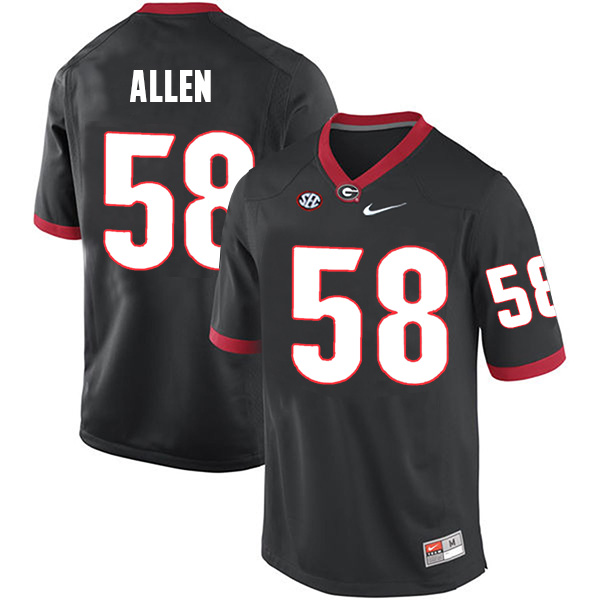 Pat Allen Georgia Bulldogs Men's Jersey - #58 NCAA Black Limited Home