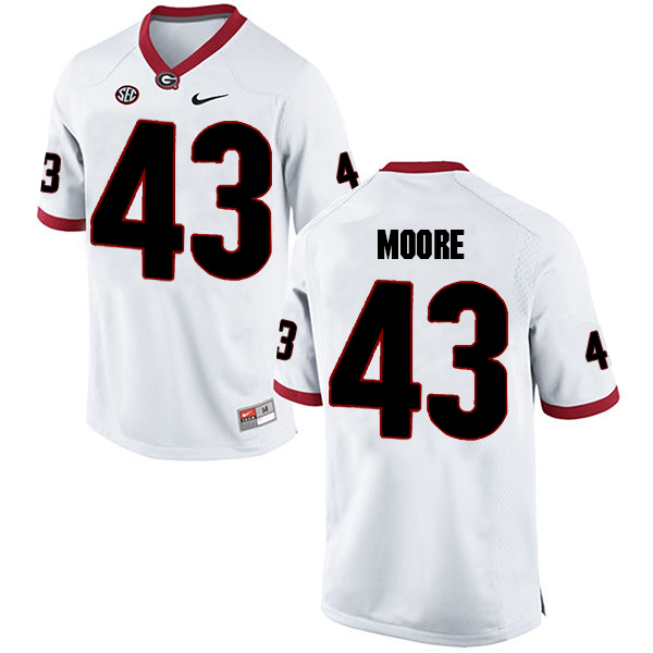 Nick Moore Georgia Bulldogs Men's Jersey - #43 NCAA White Limited Away