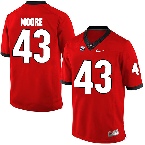 Nick Moore Georgia Bulldogs Men's Jersey - #43 NCAA Red Limited Home