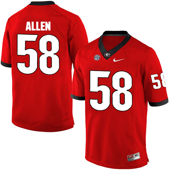 Pat Allen Georgia Bulldogs Men's Jersey - #58 NCAA Red Limited Home