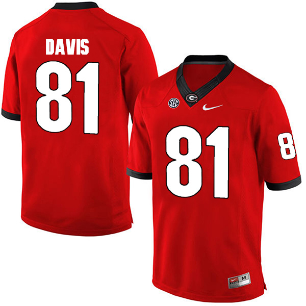 Reggie Davis Georgia Bulldogs Men's Jersey - #81 NCAA Red Limited Home