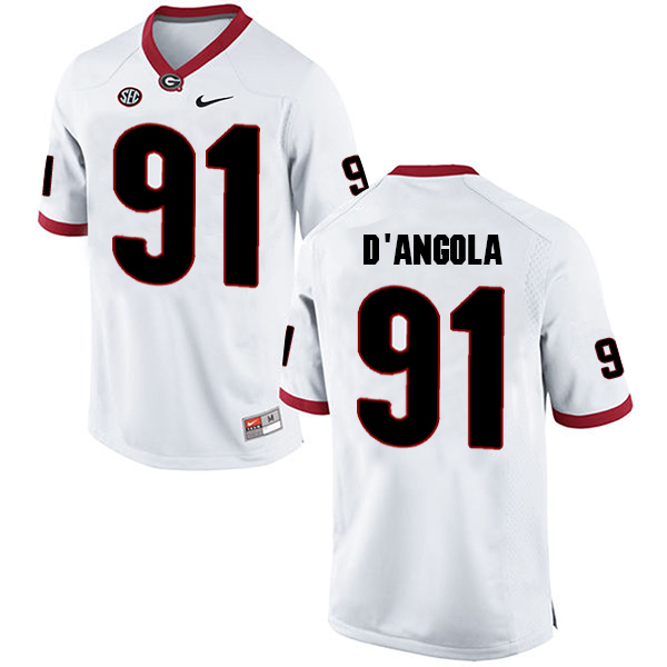 Michael D'Angola Georgia Bulldogs Men's Jersey - #91 NCAA White Limited Away