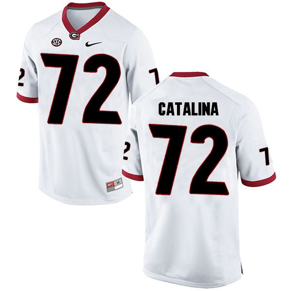 Tyler Catalina Georgia Bulldogs Men's Jersey - #72 NCAA White Limited Away