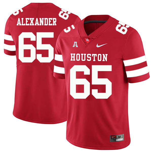 Bo Alexander Houston Cougars Men's Jersey - #65 NCAA Red Stitched Authentic