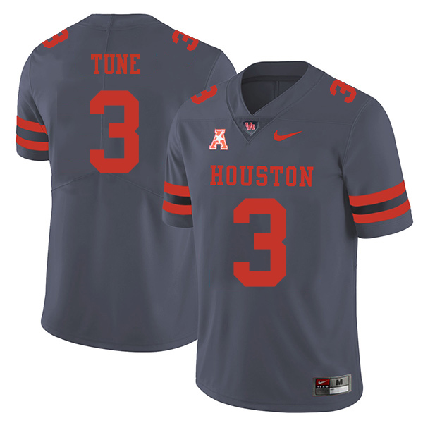 Clayton Tune Houston Cougars Men's Jersey - #3 NCAA Grey Stitched Authentic