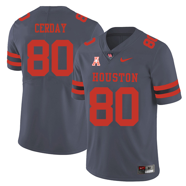 Colton Cerday Houston Cougars Men's Jersey - #80 NCAA Grey Stitched Authentic