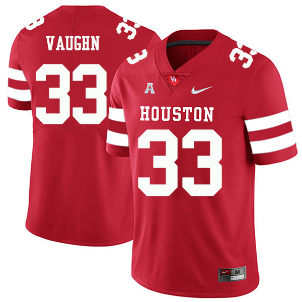 Garrison Vaughn Houston Cougars Men's Jersey - #33 NCAA Red Stitched Authentic