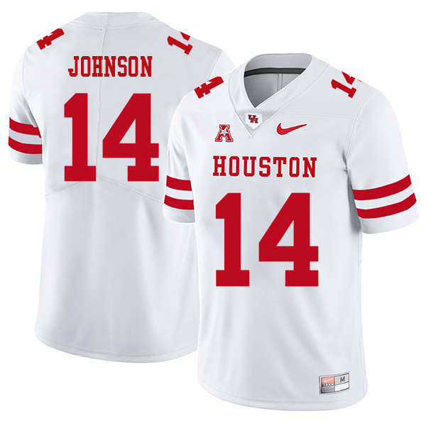 Isaiah Johnson Houston Cougars Men's Jersey - #14 NCAA White Stitched Authentic