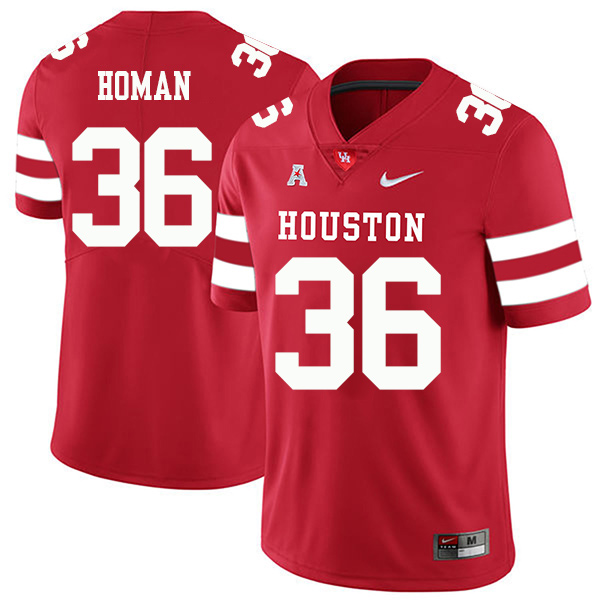 James Homan Houston Cougars Men's Jersey - #36 NCAA Red Stitched Authentic