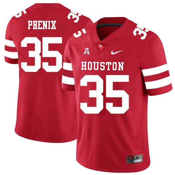 Johnathan Phenix Houston Cougars Men's Jersey - #35 NCAA Red Stitched Authentic