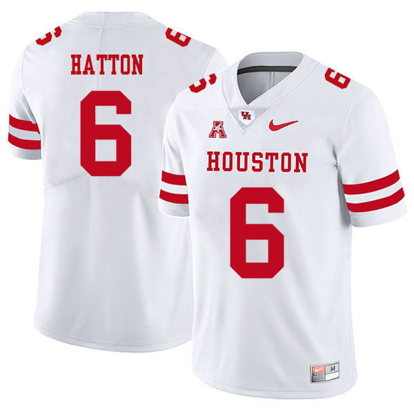 Kinte Hatton Houston Cougars Men's Jersey - #6 NCAA White Stitched Authentic
