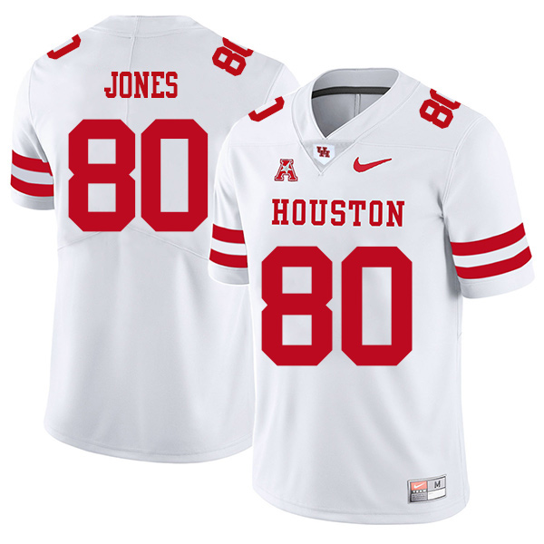 Noah Jones Houston Cougars Men's Jersey - #80 NCAA White Stitched Authentic