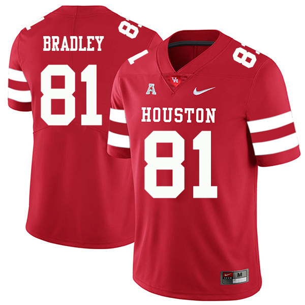 Tre'von Bradley Houston Cougars Men's Jersey - #81 NCAA Red Stitched Authentic