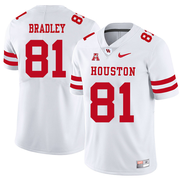 Tre'von Bradley Houston Cougars Men's Jersey - #81 NCAA White Stitched Authentic