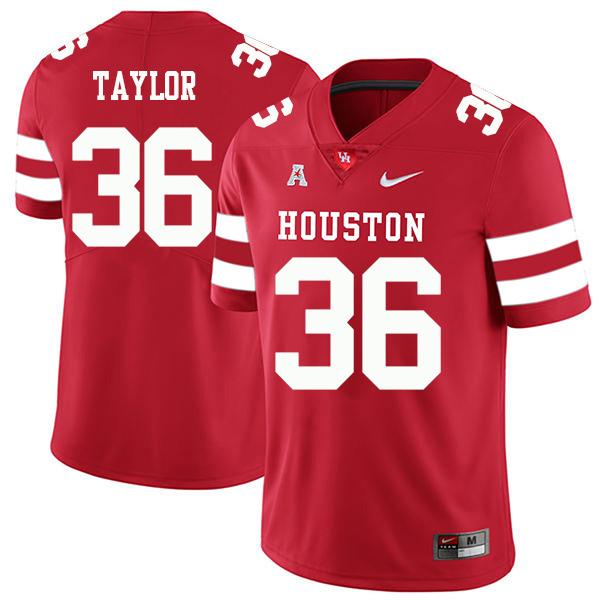 Zaire Taylor Houston Cougars Men's Jersey - #36 NCAA Red Stitched Authentic