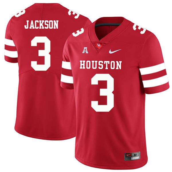William Jackson Houston Cougars Men's Jersey - #3 NCAA Red Stitched Authentic