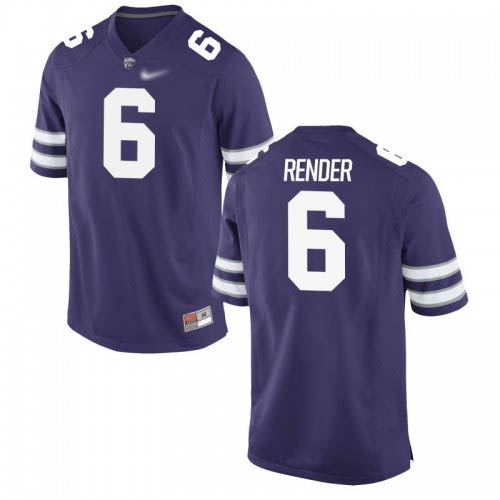 D.J. Render Kansas State Wildcats Men's Jersey - #6 NCAA Purple Game