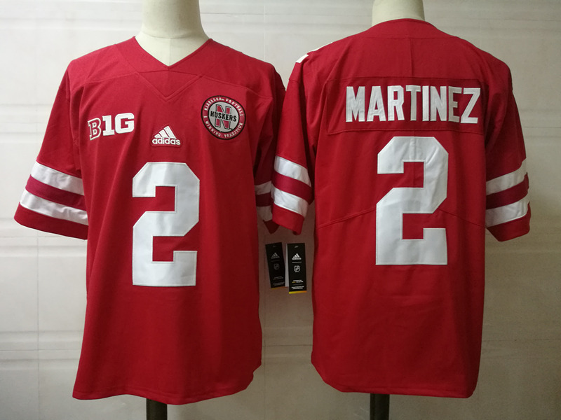 Mens Nebraska Huskers #2 Adrian Martinez adidas Home Scarlet College Football Game Jersey