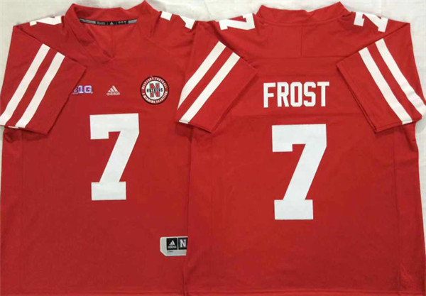 Mens Nebraska Huskers #7 Scott Frost adidas Home Scarlet College Football Game Jersey
