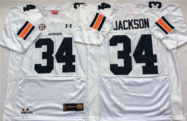 Men's Auburn Tigers #34 Bo Jackson Under Armour White Football Jersey