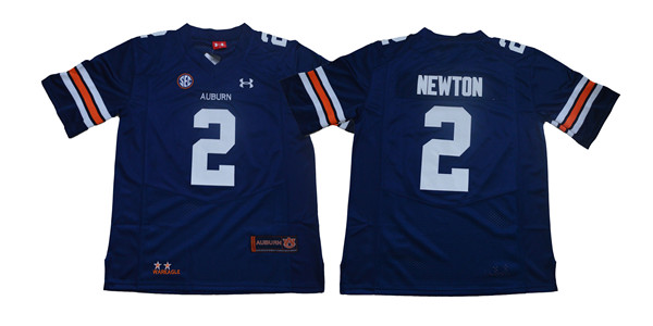 Men's Auburn Tigers #2 Cam Newton Under Armour Navy Football Jersey