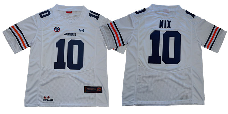 Men's Auburn Tigers #10 Bo Nix Under Armour White Football Jersey