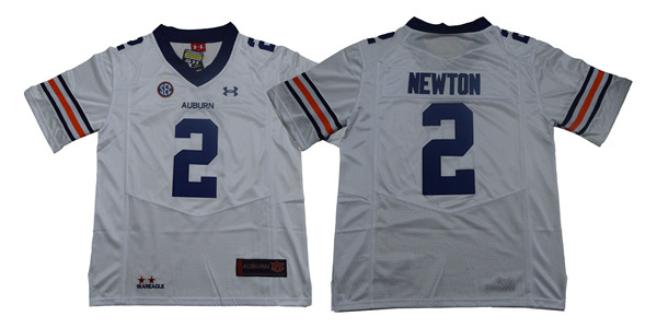 Men's Auburn Tigers #2 Cam Newton Under Armour White Football Jersey