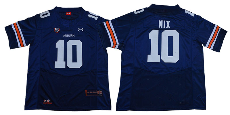 Men's Auburn Tigers #10 Bo Nix Under Armour Navy Football Jersey