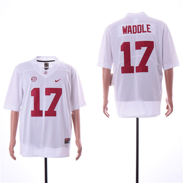 Men's Alabama Crimson Tide #17 Jaylen Waddle Nike White Football Jersey
